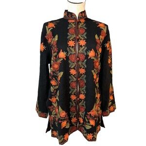 Kashmiri India Vintage Women's Embroidered Wool Jacket size M Art to Wear